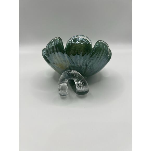 Vintage Green Art Glass Floral Sculpture Decorative Display Piece - Picture 6 of 13